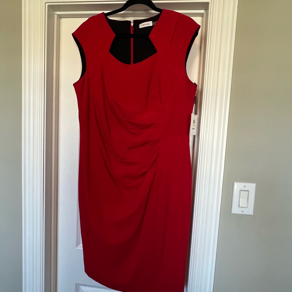 Fire engine red cap sleeve CK Dress. NWT
